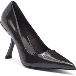 Jeffrey Campbell Sling It Pointed Toe Pump Heels - Dark Grey Patent
